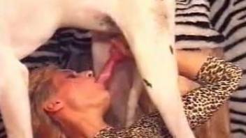Stunning woman with tight pussy gets hardly fucked by big spotted doggy
