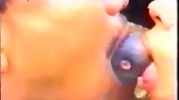Freaky pair savoring that stallion's enormous ebony dick
