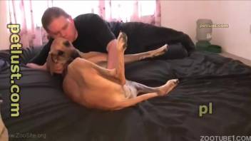Overweight man with a stiff cock penetrates his pet in the missionary position