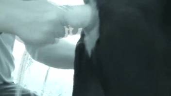 Toying with the narrow rear end of a hot, obedient pet