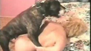 Naked female butt fucked by the dog in insane XXX