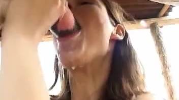 Dick-sucking spouse performs oral on a stallion and slurps wildly