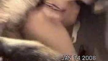 Hairy canine penetrates narrow female in both openings and ejaculates inside her
