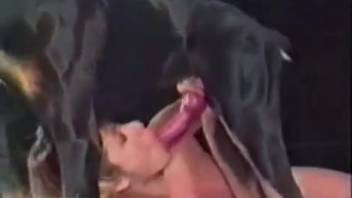 Babe with an incredibly plump ass bouncing on a canine cock