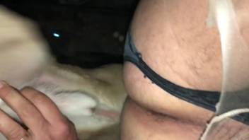 Dude's tight booty getting fucked by a white dog