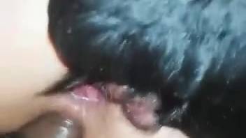Intense beastly sex scene with animal double penetration