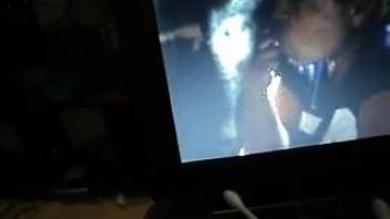 Wavy-haired Hispanic chick blowing a canine's dick