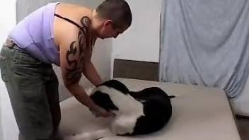 Fat female with huge tits dog porn pleasures in rough modes