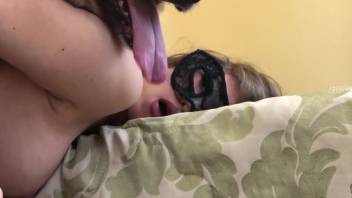 Light-complexioned bestiality enthusiast girl blows canine dick and additional acts