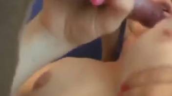 Busty vixen displaying her craving for canine cocks
