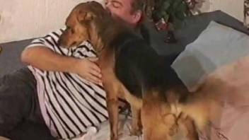 Classic zoophilia sex video with a blonde and her dog