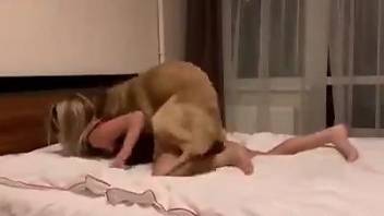 Blonde's wet pussy getting pounded by a dirty dog