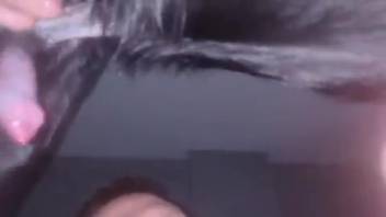 Guy masturbates alone at home and gives oral to his dog's penis