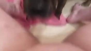 Dog licks woman's wet pussy and causes her insane orgasm