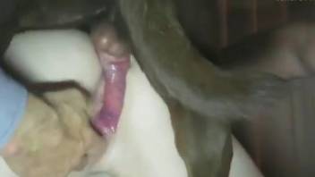 Hot babe with a pale pussy allows this beast to fuck